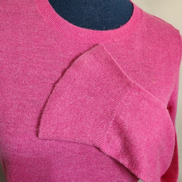 Talbots Barbie Pink Sweater Tulip Sleeve And Button Accent - Picture 6 of 9